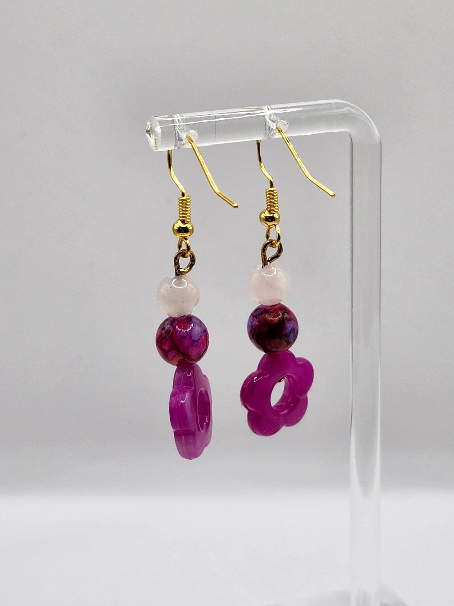 Boucles d'oreilles en cristal avec fleurs