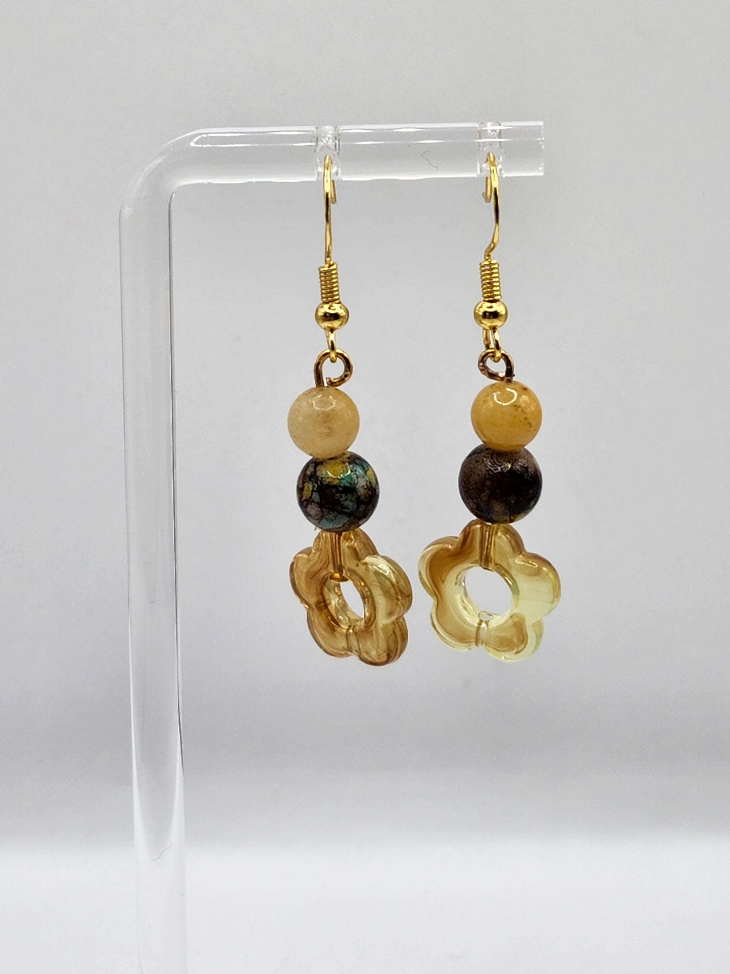 Boucles d'oreilles en cristal avec fleurs