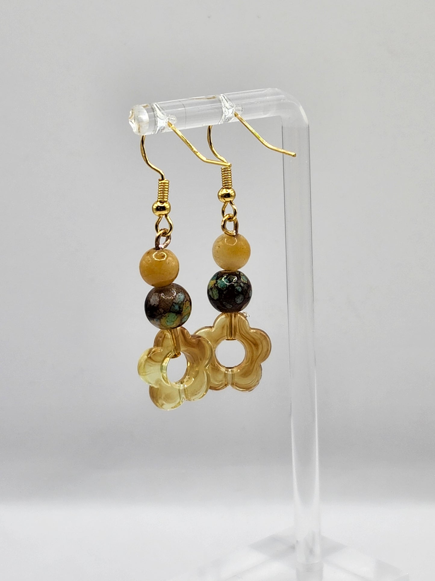 Boucles d'oreilles en cristal avec fleurs