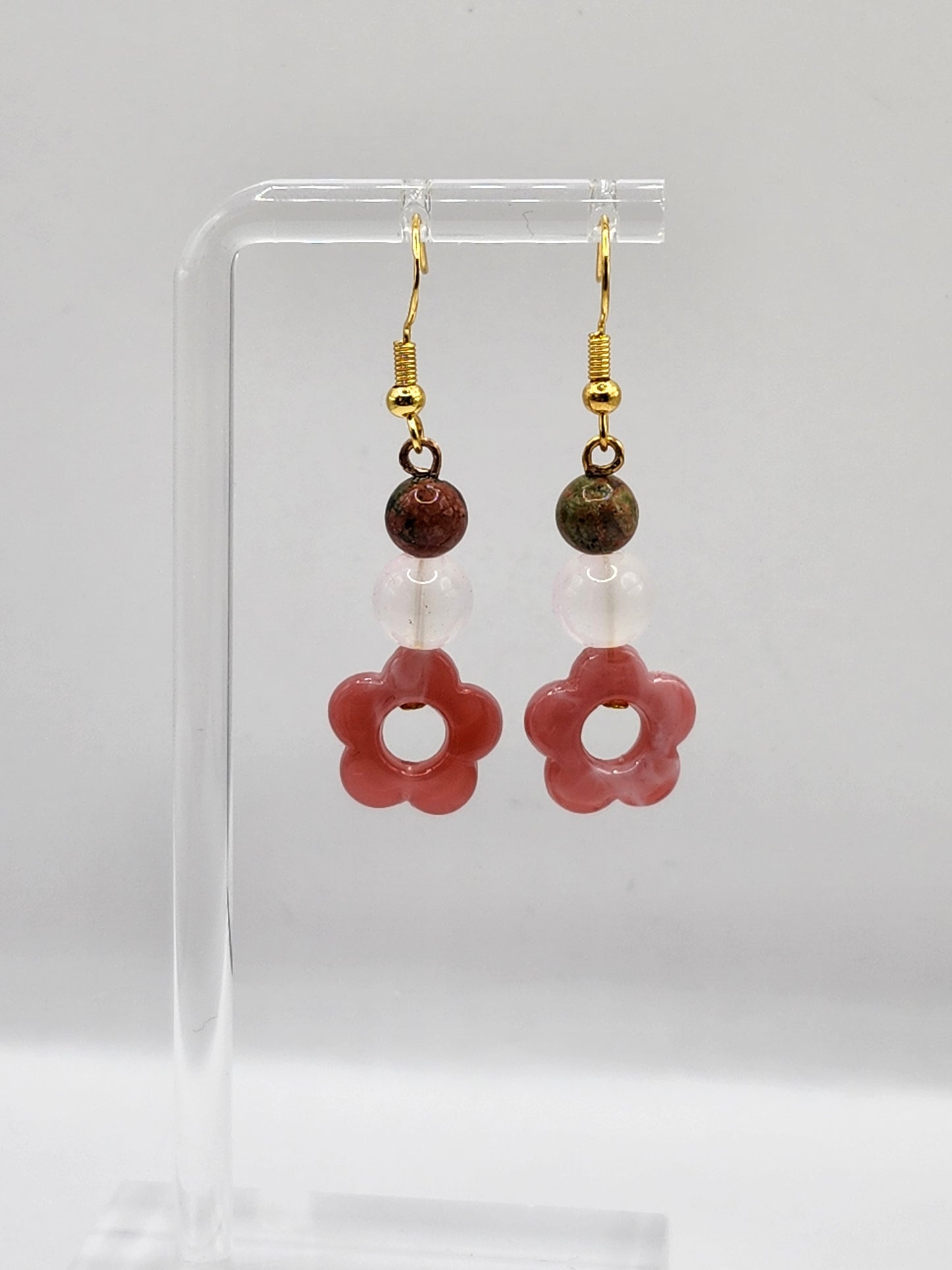 Boucles d'oreilles en cristal avec fleurs