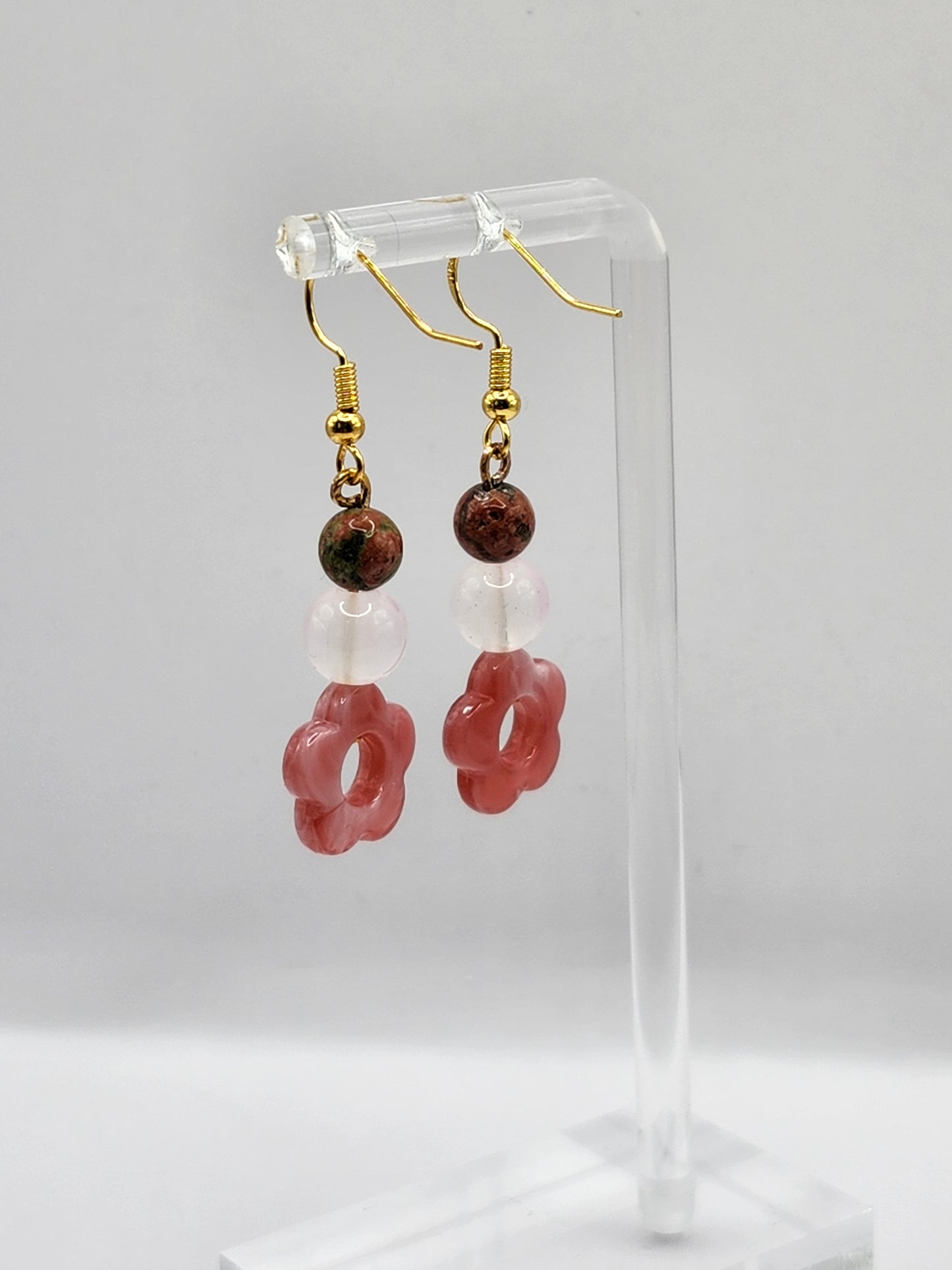 Boucles d'oreilles en cristal avec fleurs