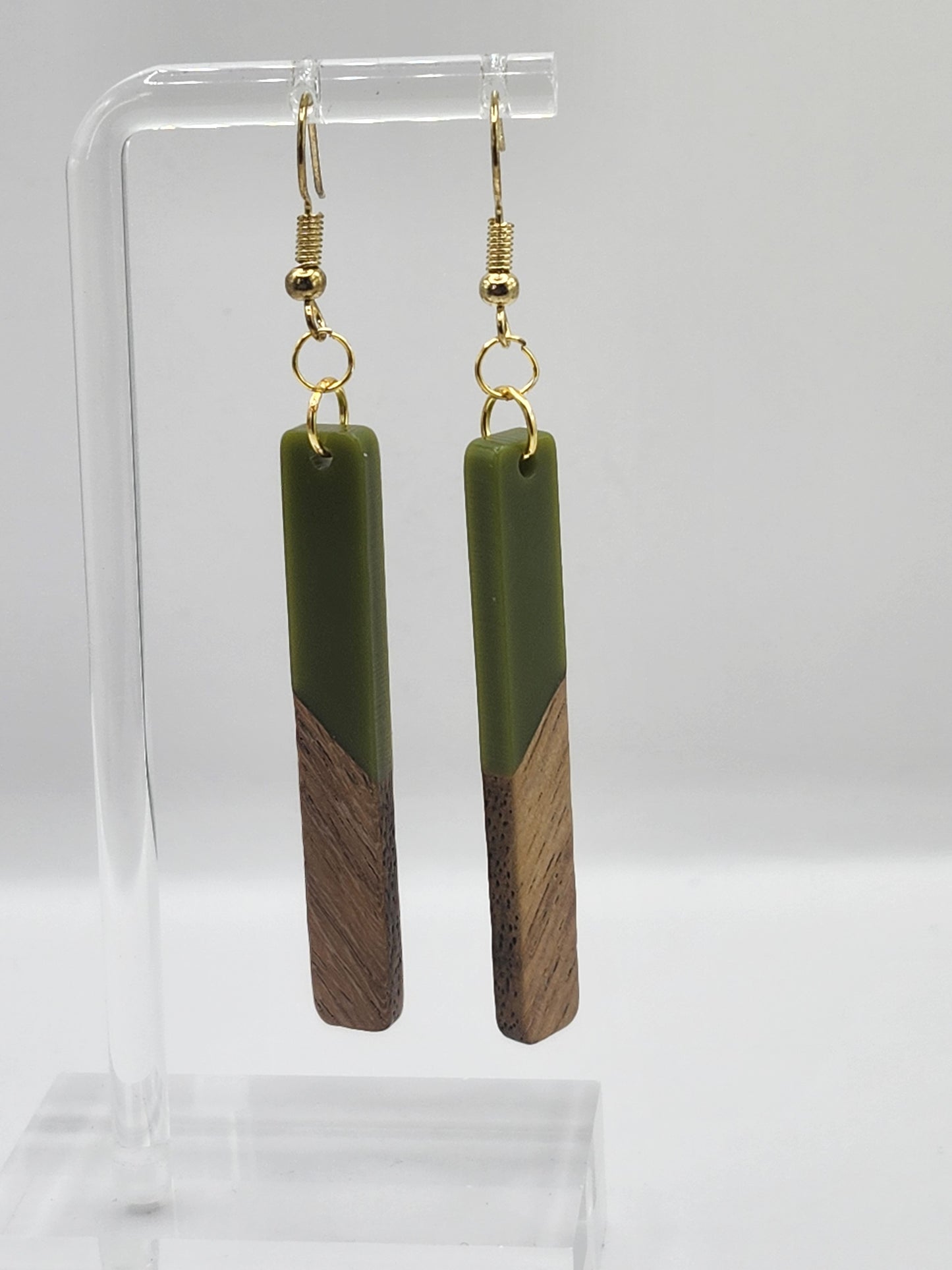 Boucles d'oreilles en bois à un seul rectangle