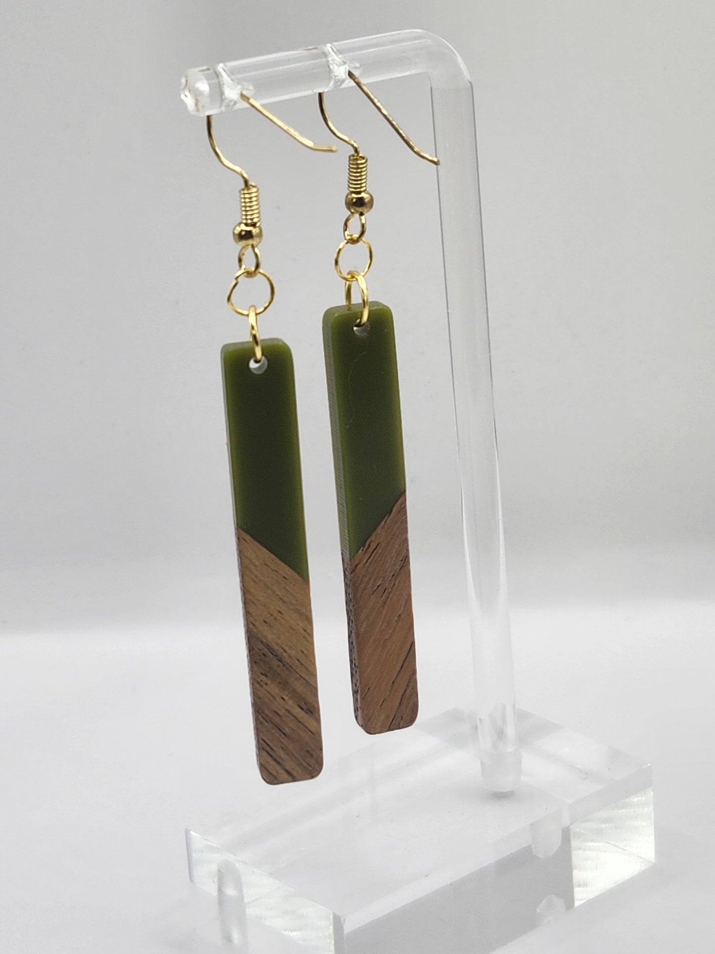 Boucles d'oreilles en bois à un seul rectangle