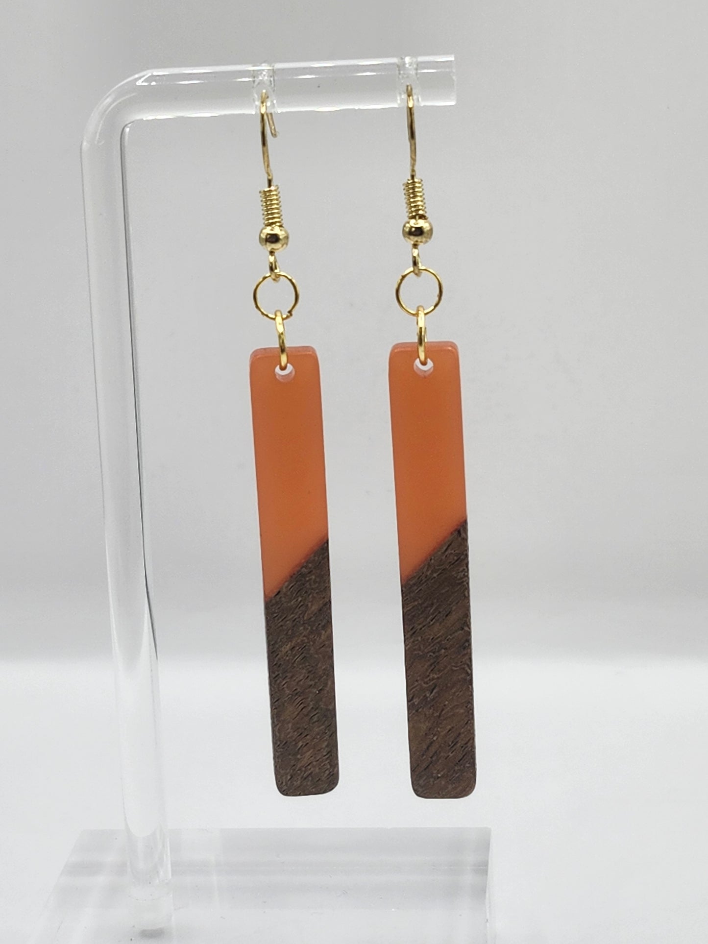 Boucles d'oreilles en bois à un seul rectangle