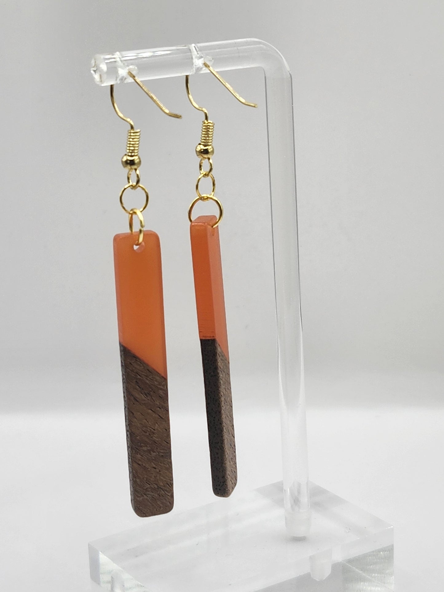 Boucles d'oreilles en bois à un seul rectangle