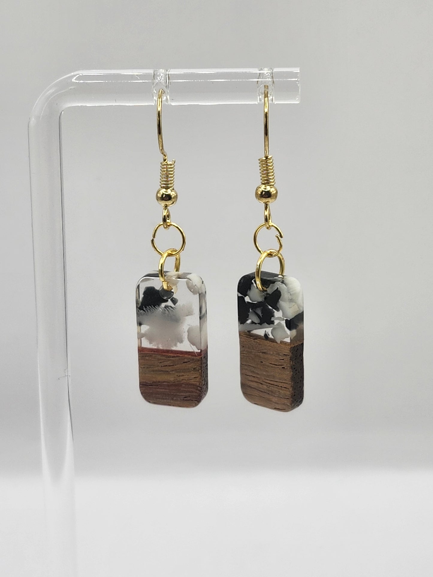 Single Domino Wood Earrings