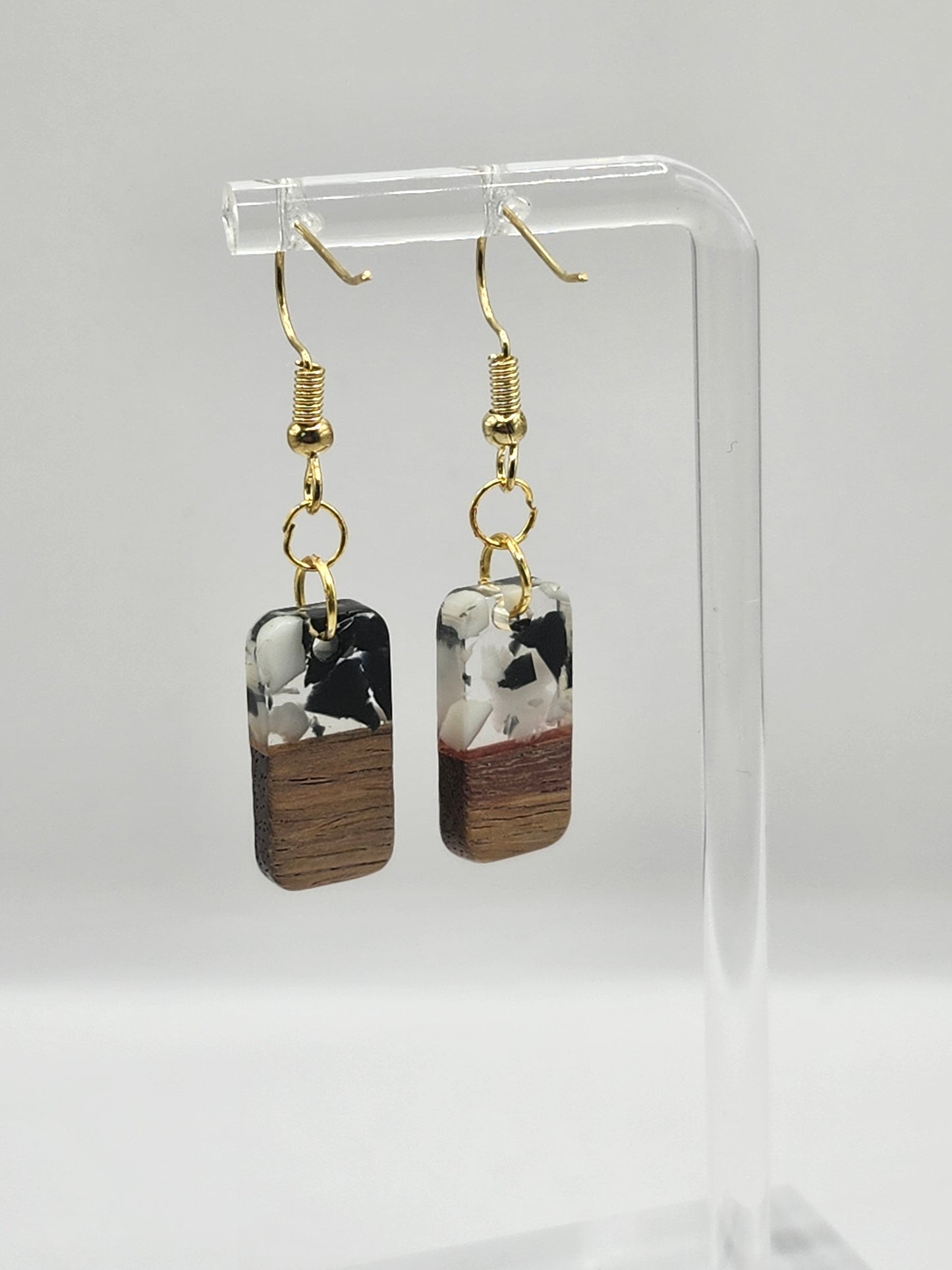 Single Domino Wood Earrings