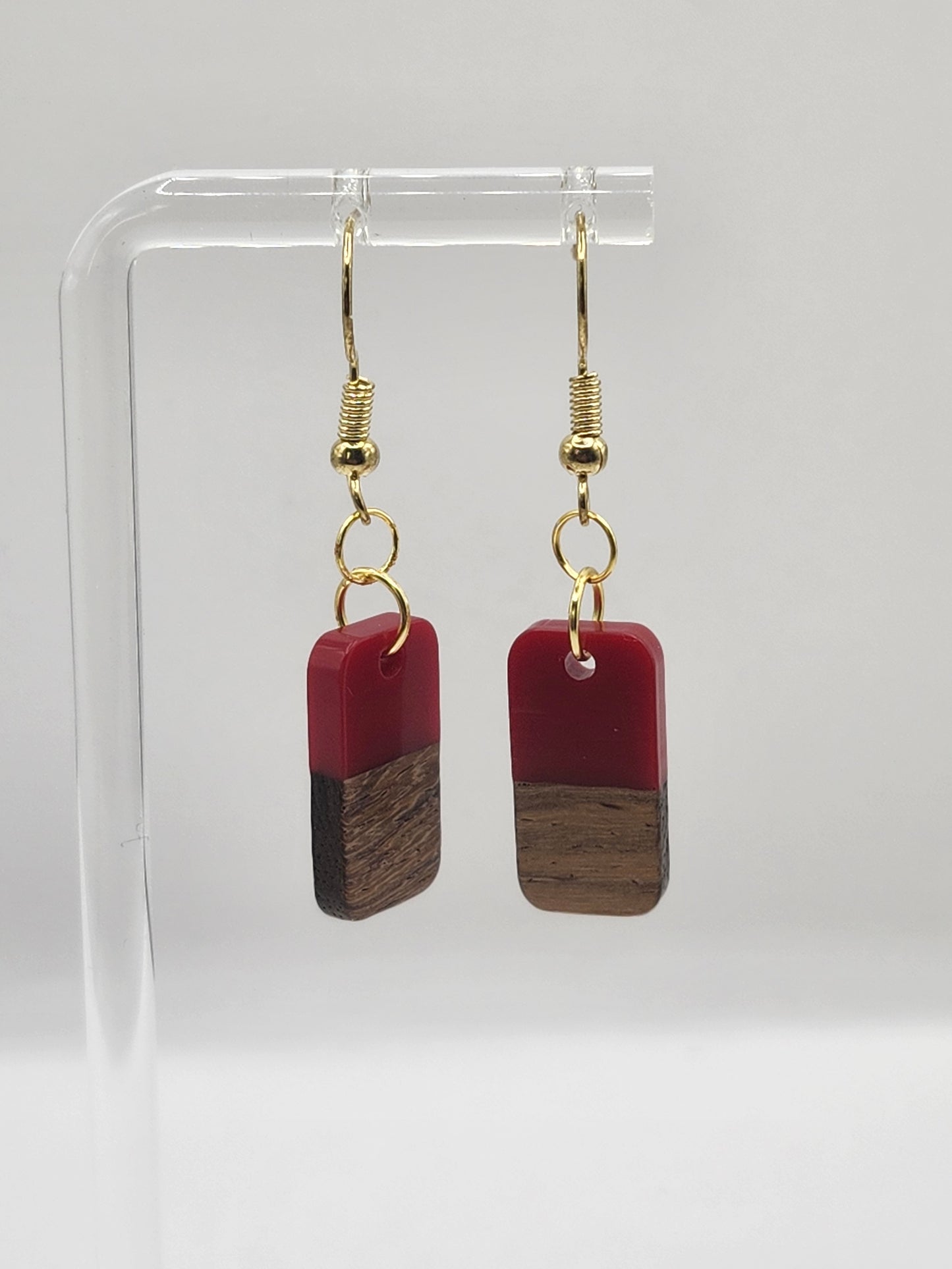 Single Domino Wood Earrings