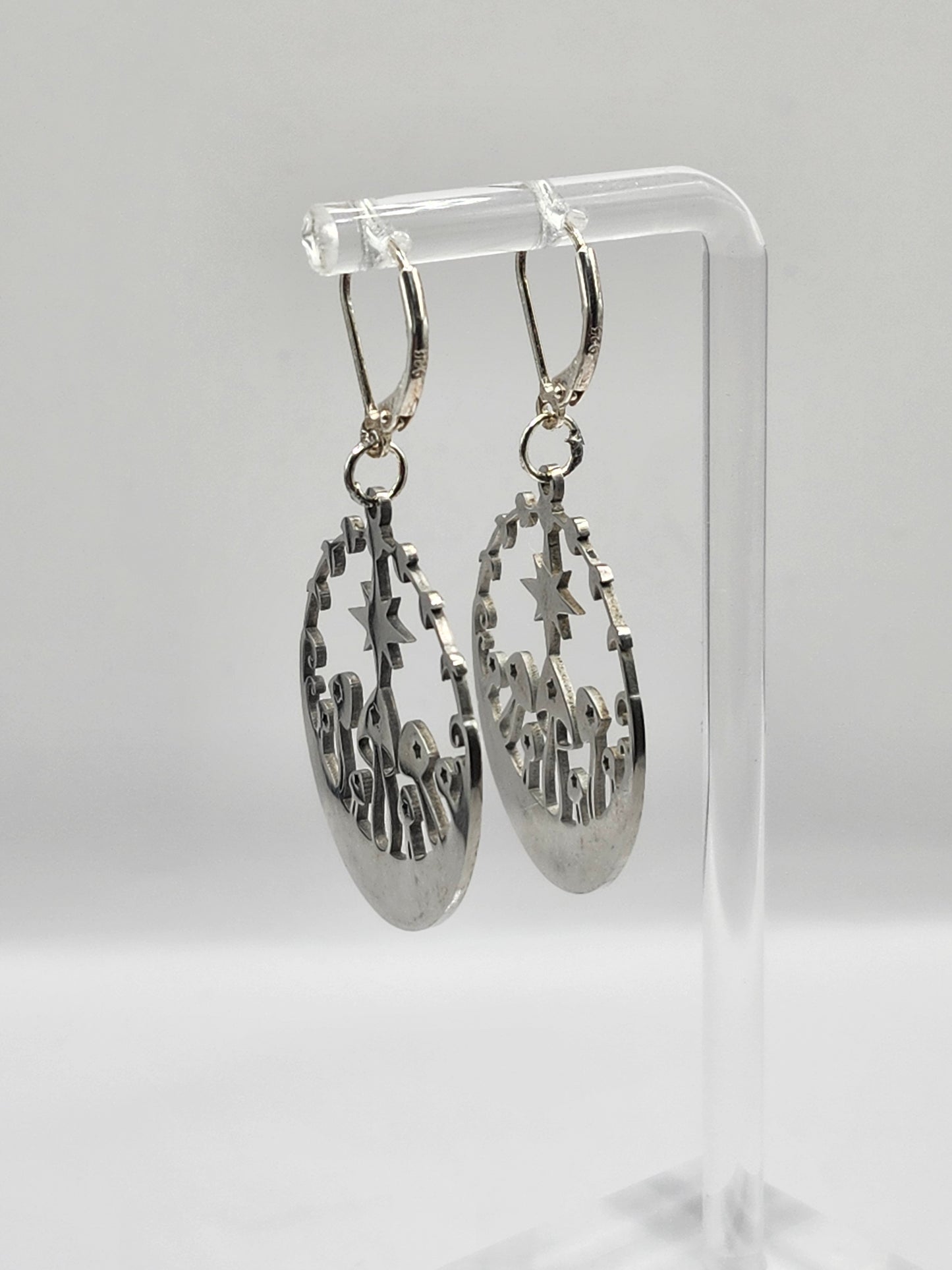 Boucles d'oreilles en forme de champignon et d'étoile à phases lunaires (rondes)