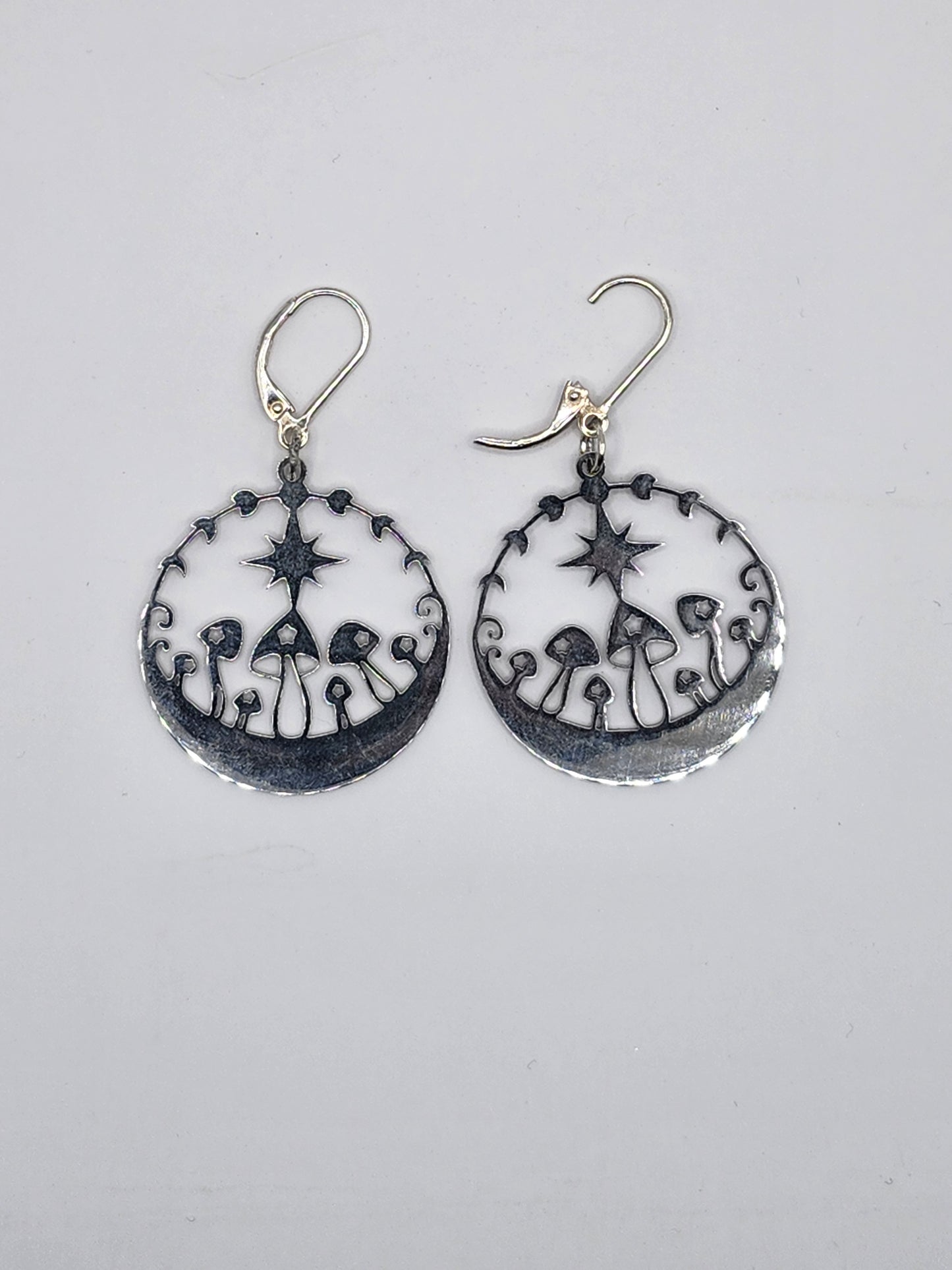 Moon Phase Star Mushroom Earrings (Round)