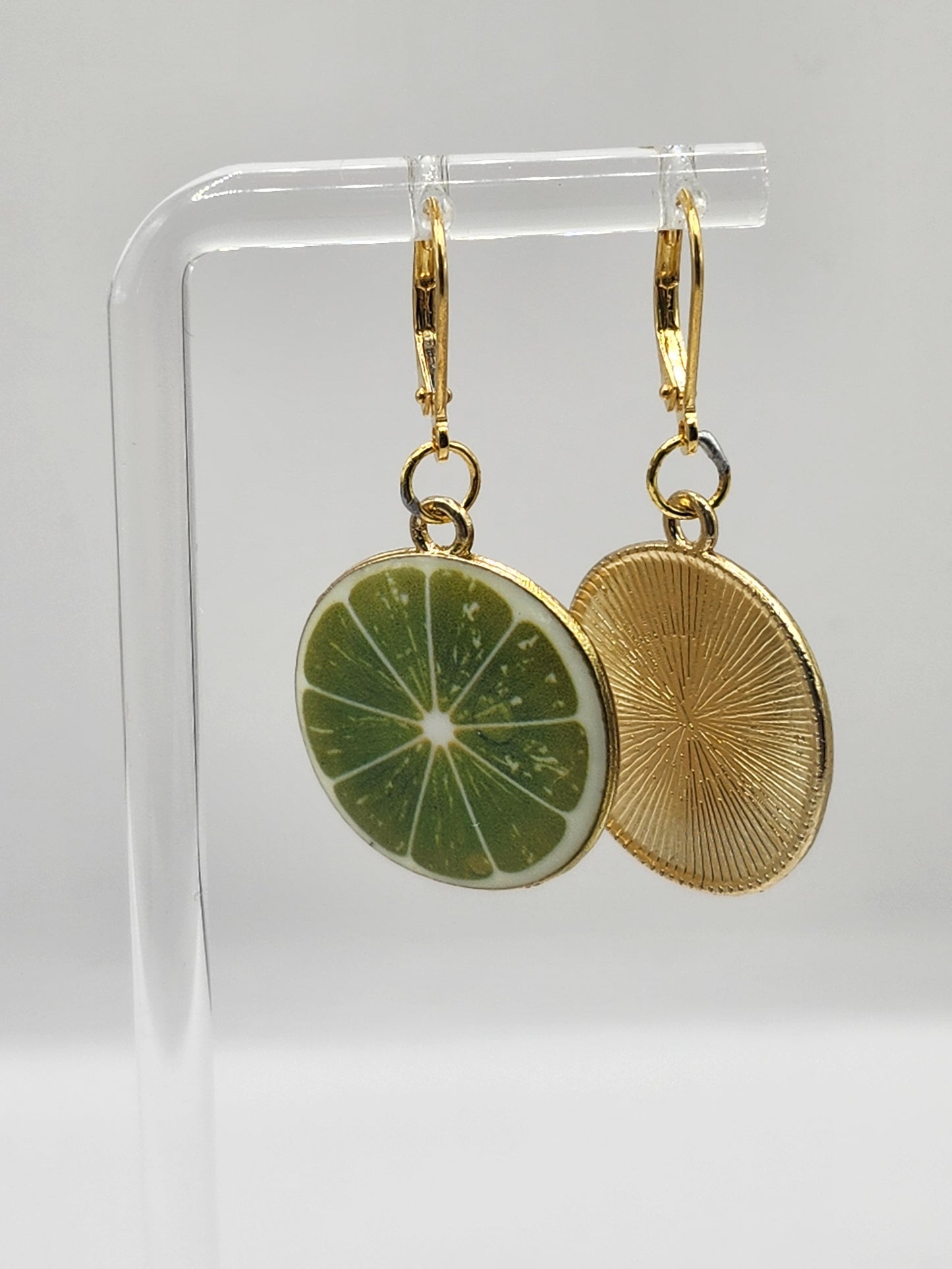 Boucles d'oreilles pendantes citron vert