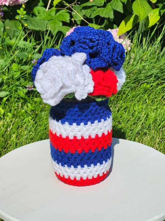 Red, White, and Blue Carnation Vase