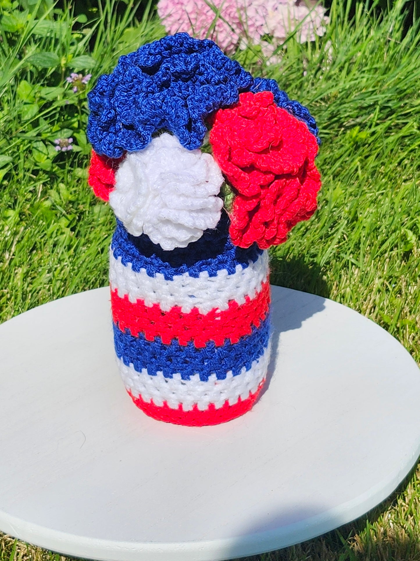 Red, White, and Blue Carnation Vase