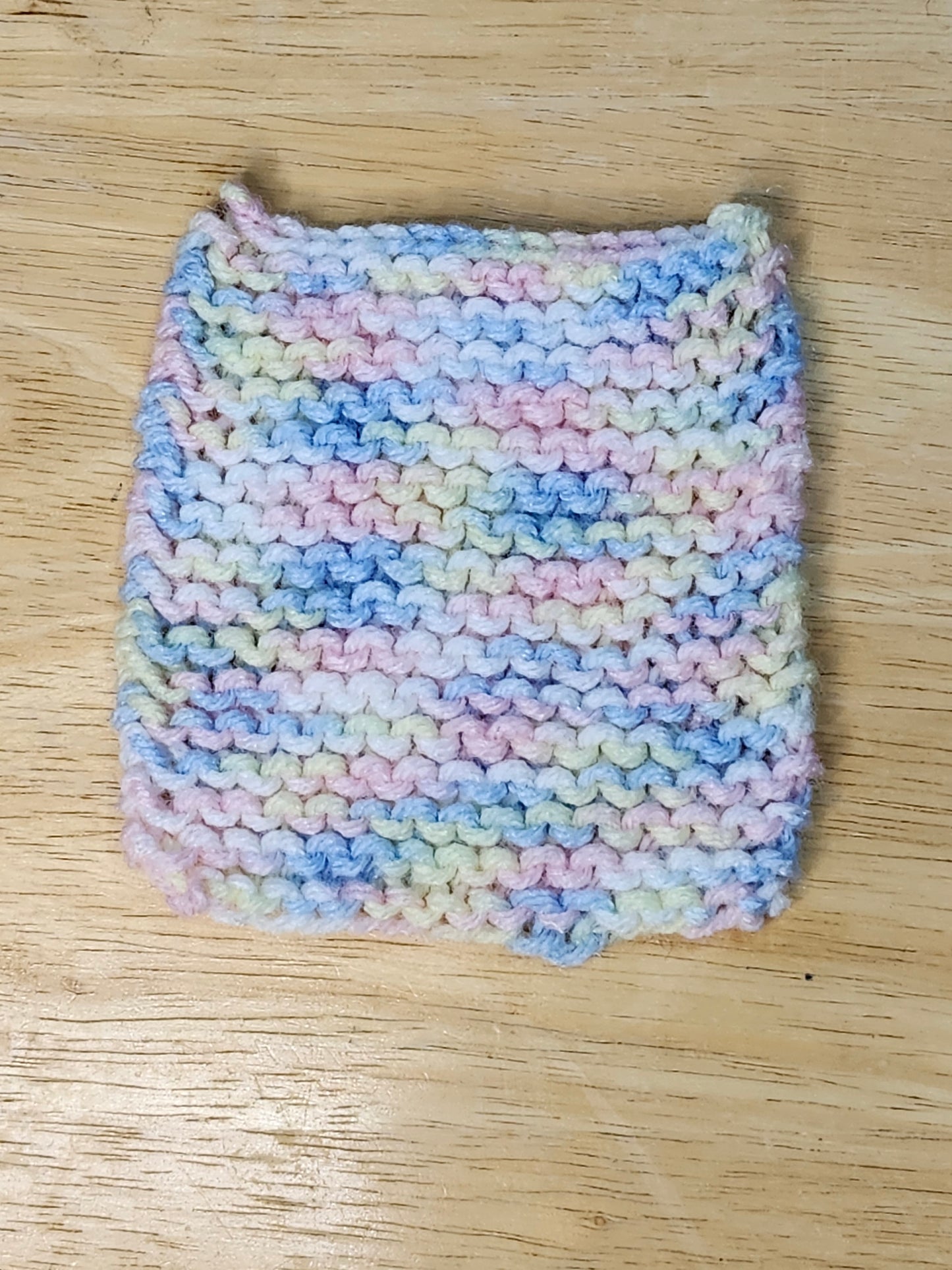 Pink, Yellow, and Blue Knitted Coaster Set