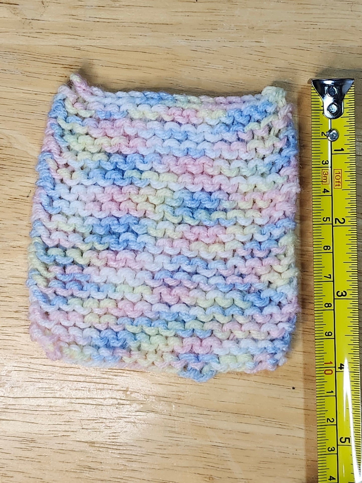 Pink, Yellow, and Blue Knitted Coaster Set