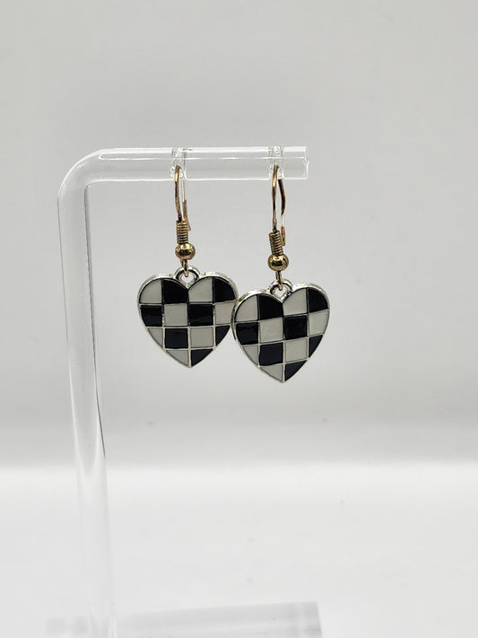 Checkered Heart Earrings