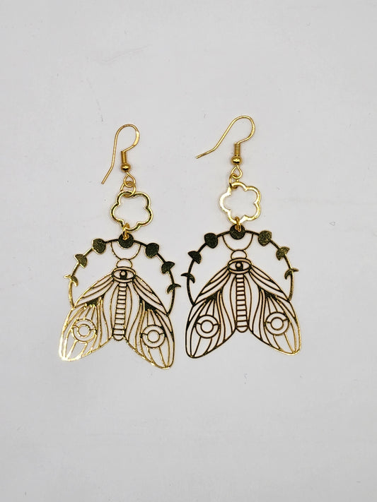 Moon Moth Flower Earrings