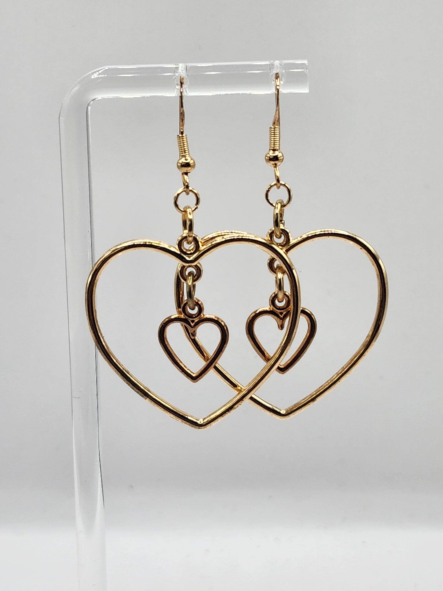 Double Gold Heart Earrings