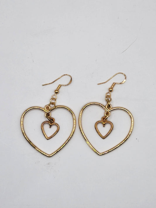 Double Gold Heart Earrings