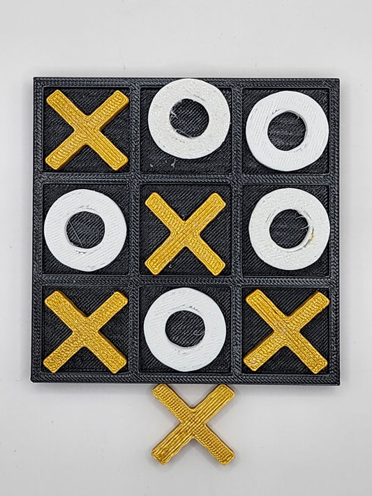 Gold and White Tic Tac Toe Board
