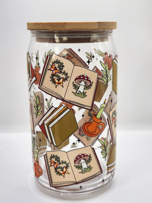 Cottage Core Book Lover Glass Cup