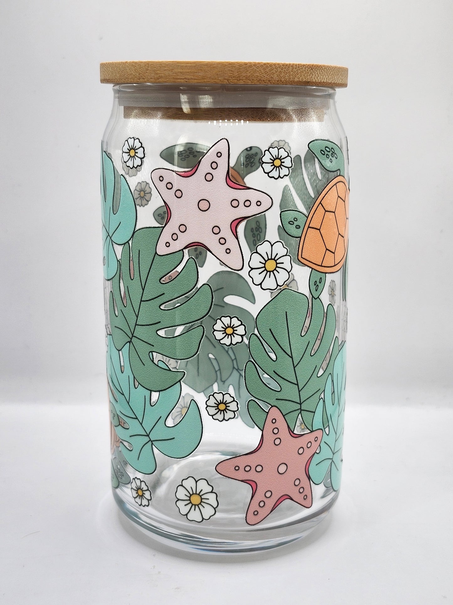 Tropical Turtle Glass Cup