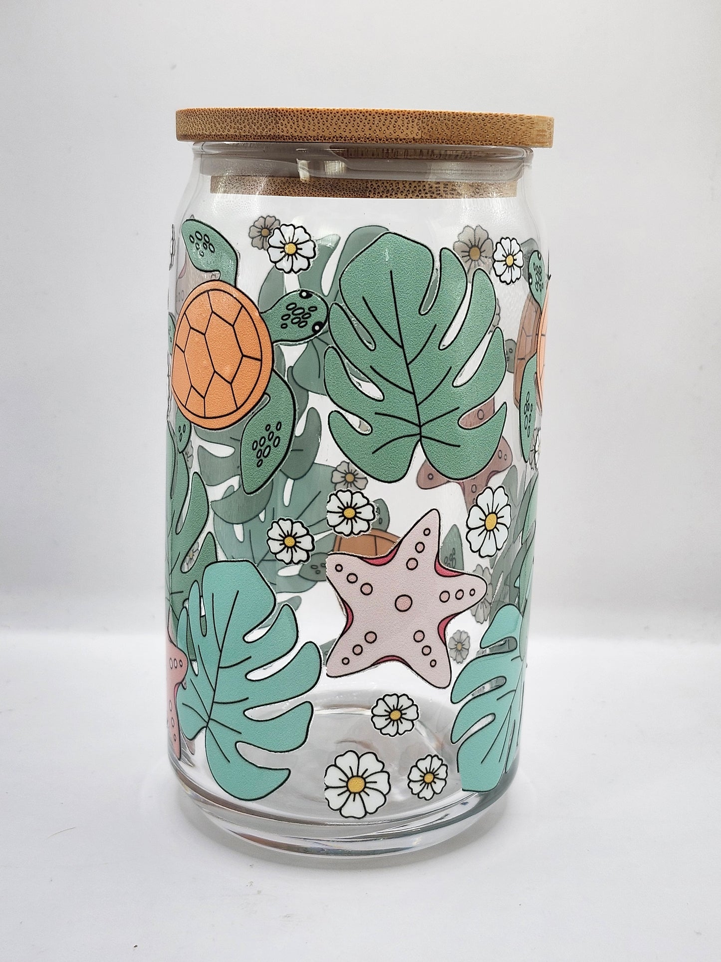Tropical Turtle Glass Cup