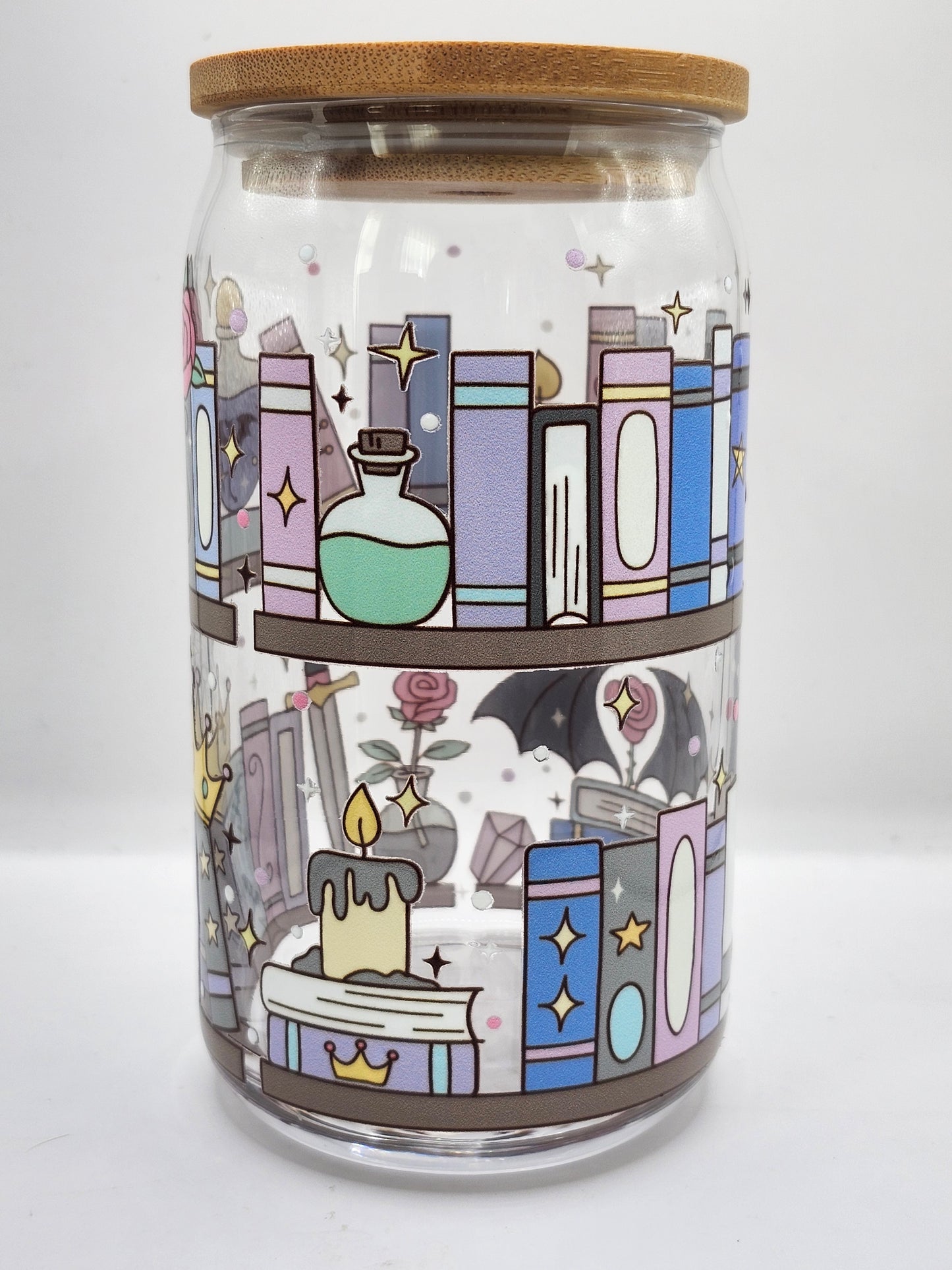 Romantasy Bookshelf Glass Cup