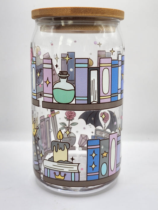 Romantasy Bookshelf Glass Cup
