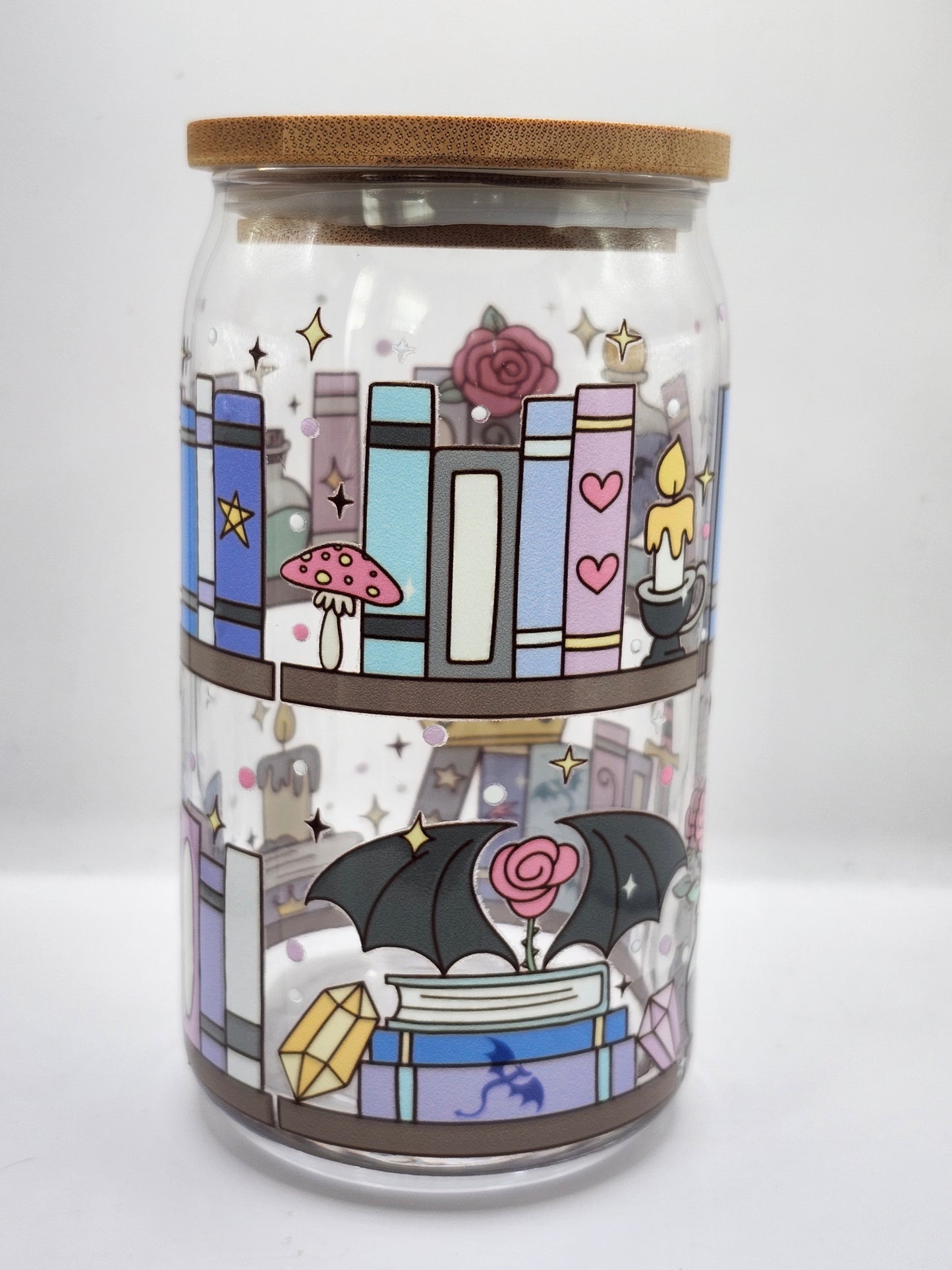 Romantasy Bookshelf Glass Cup