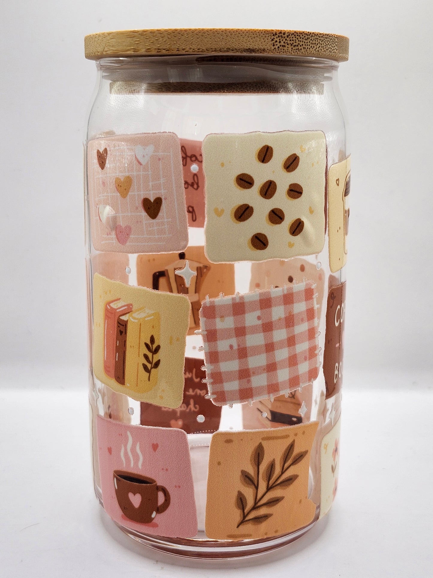 Coffee Lover Patchwork Glass Cup