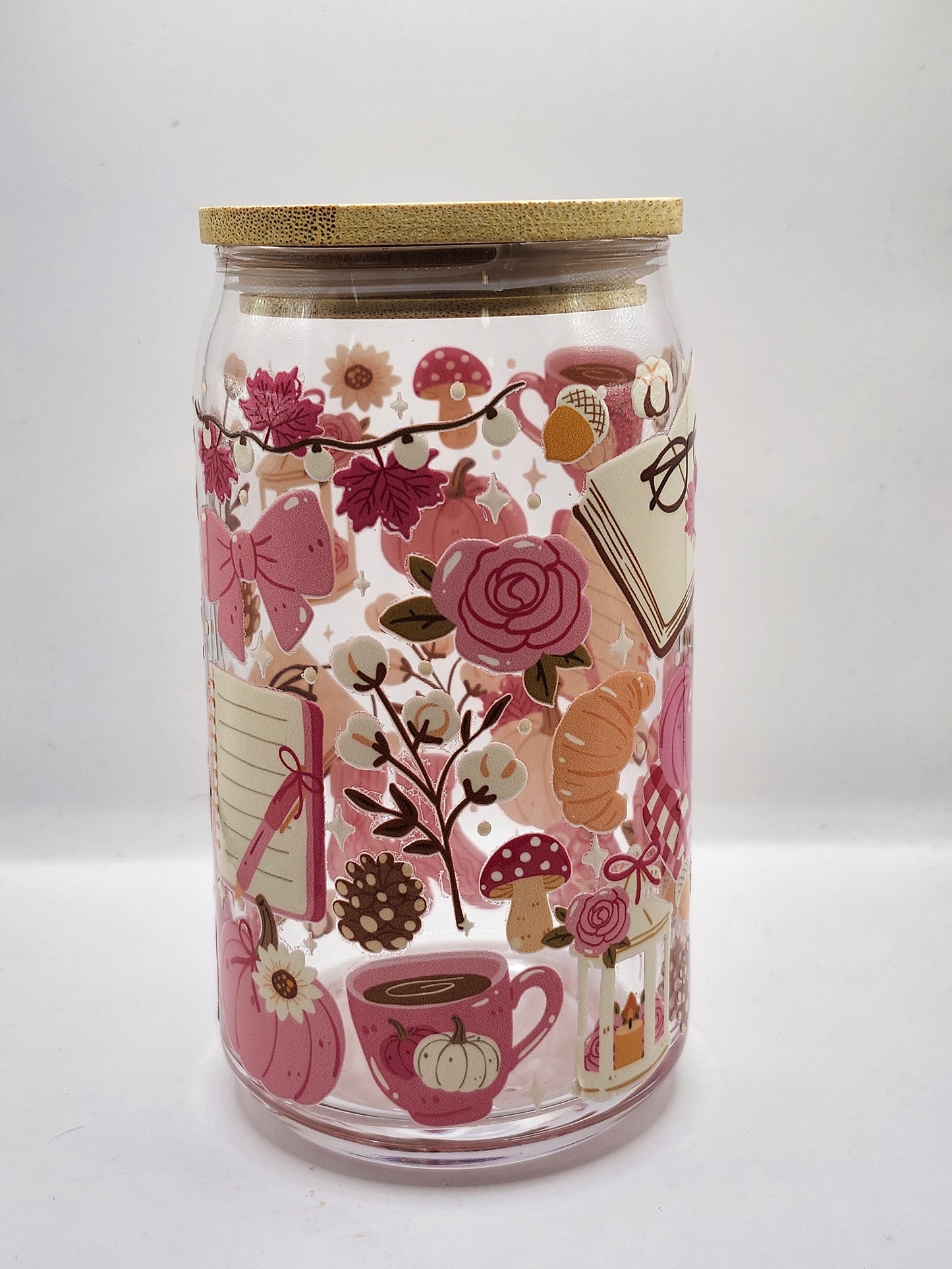 Cozy Blush Fall Glass Cup