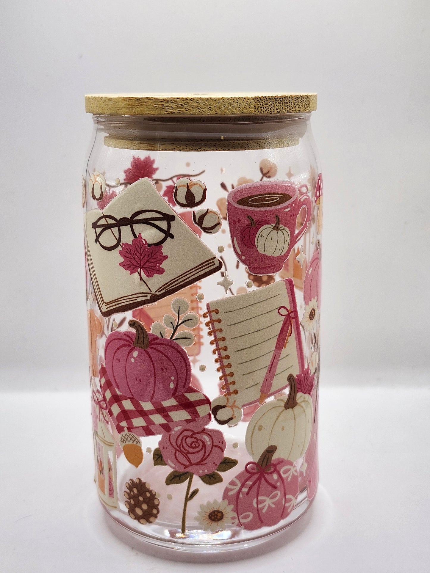 Cozy Blush Fall Glass Cup