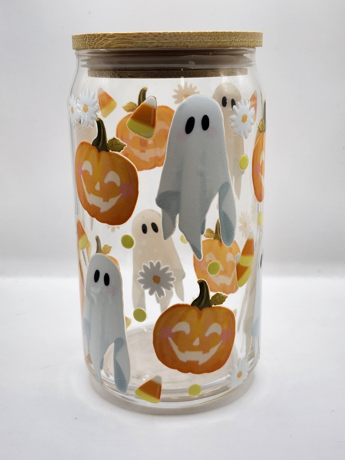 Pumpkin Ghost Glass Cup