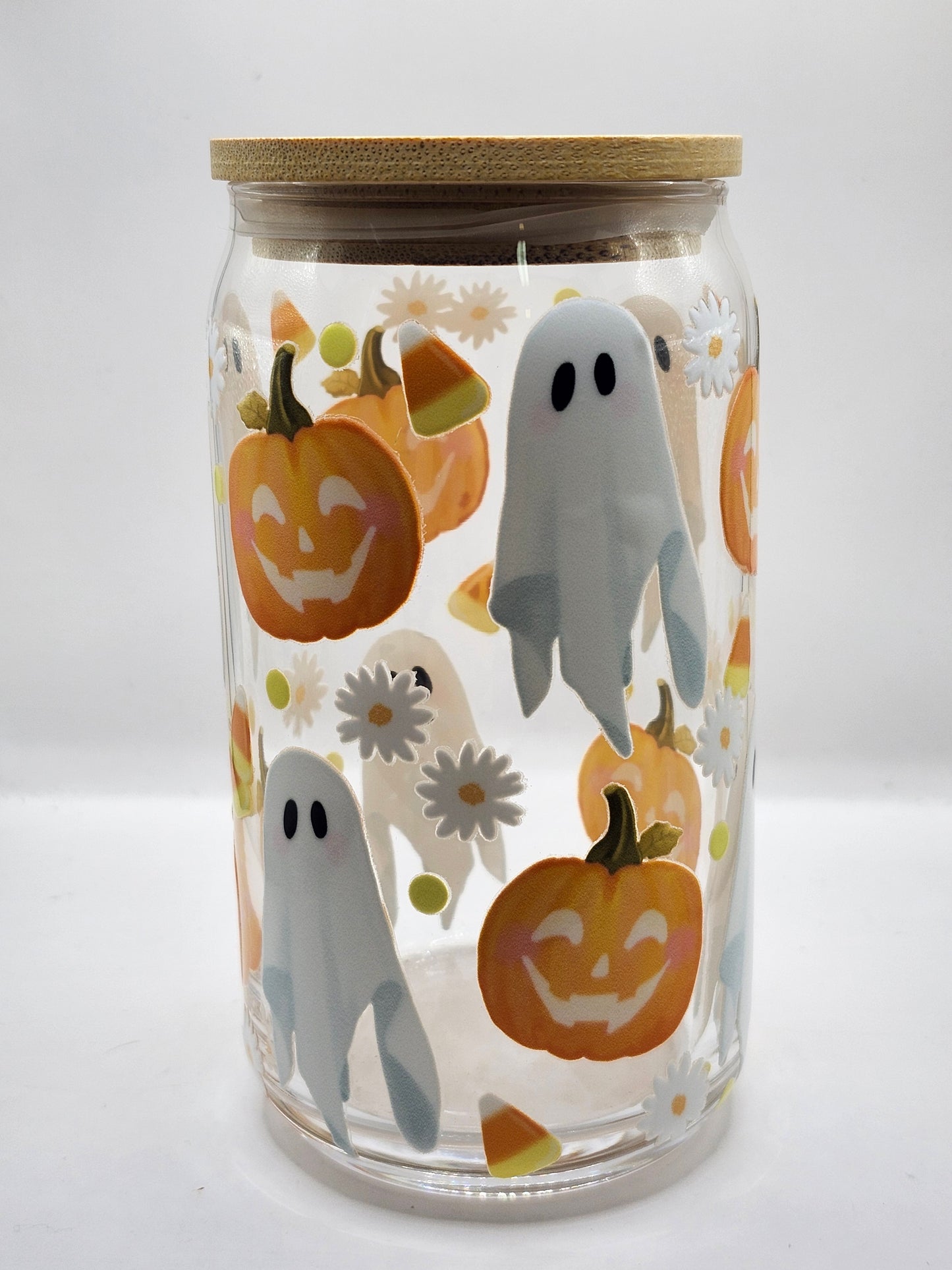 Pumpkin Ghost Glass Cup