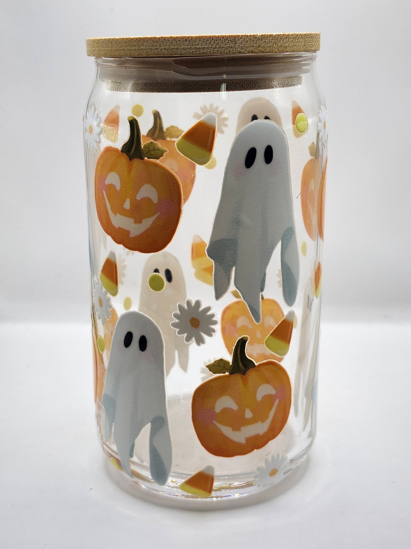 Pumpkin Ghost Glass Cup