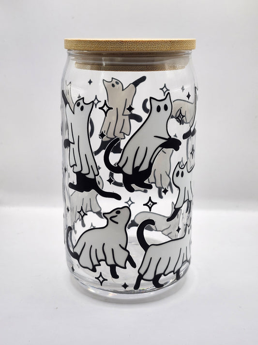 Cat Ghost Glass Cup